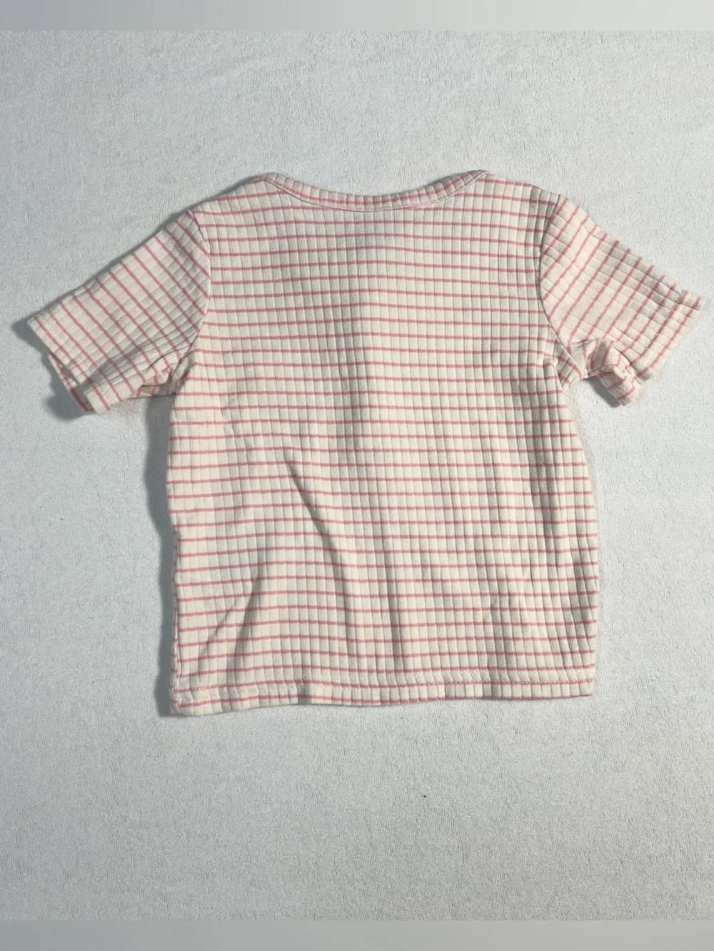 Carter's Baby Girl Pink White Striped Ribbed Henley Short Sleeve Top 9M